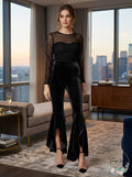 INC International Concepts I.N.C. Velvet Split-Ruffle Leg Pants by Vanessa Jane
