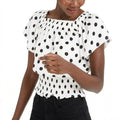 Inc Dot-Print Short-Sleeve Top, Size Medium by Vanessa Jane