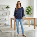 Charter Club Printed 3/4-Sleeve Blouse ,Size Large by Vanessa Jane