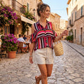 Ny Collection Striped Ruffled Cold-shoulder Top, Size Medium by Vanessa Jane