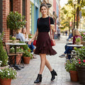 Maison Jules Women's Black Heart Print Knee Length Ruffled Skirt, Size Small by Vanessa Jane