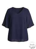 Joseph a Womens Plus V-Neck Tie Back Blouse, Size 1X by Vanessa Jane