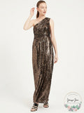 Calvin Klein Womens Metallic One Shoulder Evening Dress, Size 4 by Vanessa Jane