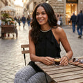 Michael Kors Ruffled Chain-Hardware Top,Size Small by Vanessa Jane