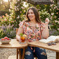 Inc Plus Size Cotton Lace-up Flutter Top, Size OX by Vanessa Jane