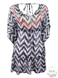 Miken Womens Embroidered V-Back Ruffled Tunic Dress Swim Cover-Up , Medium by Vanessa Jane