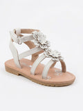 Petalia Little Girls Flowers And Shimmer Detail Sandals, Size 9/White by Vanessa Jane