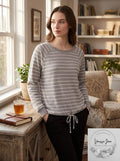 Ultra Flirt Juniors Striped Drawstring-Hem Top by Vanessa Jane