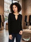 INC V-Neck Hardware Top, Size XS by Vanessa Jane