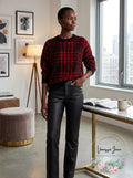 Aqua Plaid Crewneck Sweater by Vanessa Jane