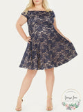 B. Darlin Womens Juniors Plus Lace Fit & Flare Dress, Size 22W by Vanessa Jane
