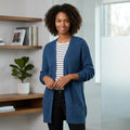 Planet Gold Juniors' Chunky Lace-up Cardigan Dark Blue, Size Small by Vanessa Jane