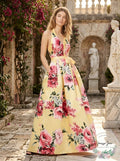Teeze Me Juniors Floral-Print Halter Gown, Size 5 by Vanessa Jane