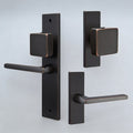 Emtek Dummy 10 in Mortise Set with Hercules Lever and Square Knob by Vanessa Jane