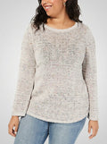 Style & Co Plus Size Textured-Stripe Confetti Sweater, White, Size 3X by Vanessa Jane