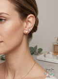 Unwritten Three Pair Silver Plated Earring Set with Rose Gold by Vanessa Jane