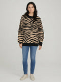 Sanctuary Womens Black Animal Long Sleeve Crew Neck Sweater, Size XS by Vanessa Jane