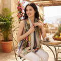 INC International Concepts Tropical Stripe Scarf Wrap & Cover-Up Pareo Peach by Vanessa Jane
