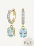 RH Macy Sapphire and Diamond Accent Drop Earrings in 18k Gold-Plated Sterling by Vanessa Jane