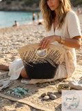 Inc Straw Two-Tone Large Straw Bag Summer Beach Tote Bag by Vanessa Jane