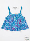 Summer Crush Big Girls Printed Flounce Tankini TOP ONLY - Blue, Size 16 by Vanessa Jane