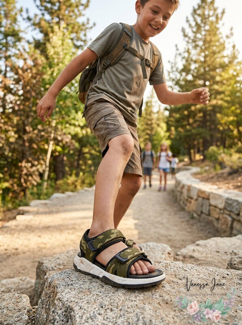 Steve Madden Camo Double Strap Active Big Boys BHomer Sandals by Vanessa Jane