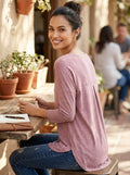 Ideology Drop-Shoulder Pleated Back Long-Sleeve T-Shirt by Vanessa Jane