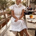 Julia Jordan Ivory Short Sleeve Textured Shirt Dress, Size 16 by Vanessa Jane