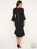 CALVIN KLEIN Womens Black Bell Cuff 3/4 Sleeve V Neck Dress Size: 4 by Vanessa Jane