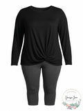 Ideology WomenS Plus Life on the Go Knotted Fitness Pullover Top, Black, 3X NEW by Vanessa Jane