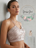 Lulus Live the Night Dusty Rose Satin Ruched Halter Crop Top, Size Large by Vanessa Jane