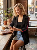 Almost Famous Juniors Stripe-Sleeved Jacket, Size Medium by Vanessa Jane