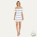 BB Dakota Women's Kash Striped Off The Shoulder Dress, Size Large by Vanessa Jane
