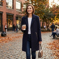 Calvin Klein Womens Boucle 3 Wool Coat with Button Closure, Indigo, Medium by Vanessa Jane