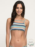 RVCA Womens Stripe Type Bralette Bikini Top, Sky Blue, XL by Vanessa Jane