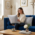 Infinity Home Throw Pillows Faux Fur 18 x 18 Set of 2 Gray Square Home Decor by Vanessa Jane