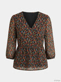 Notes Du Nord Womens Neeve Floral Print V-Neck Wrap Top, Size 8 by Vanessa Jane