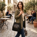 The Sak Castella Leather Boho Drawstring Bucket Bag by Vanessa Jane