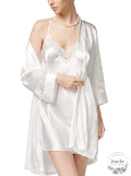 Linea Donatella Women's Mrs-Embroidered Wrap Robe Ivory White, Size Small by Vanessa Jane