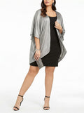 Love Squared Women's Plus 2Pc Metallic Dress With Cardigan Black Size 1X by Vanessa Jane