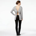 BAR III Womens Metallic Twist-back Long Sleeve Jewel Neck Top, Size Small by Vanessa Jane