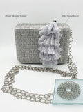 La Regale Raffia Tassel Box Clutch by Vanessa Jane