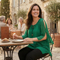 Ny Collection Split-Sleeve Peasant Top, Size Large /Green by Vanessa Jane