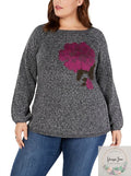 Style & Co. Womens Plus Jacquard Floral Pullover Sweater, Size 0X by Vanessa Jane