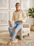 Joie Womens Beige Fringed Ribbed Pullover Sweater, Size XS by Vanessa Jane
