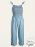 Epic Threads Big Girls Smocked Jumpsuit, Super Light Wash, Size XL by Vanessa Jane