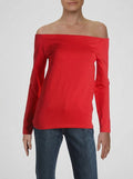 Helmut Lang Womens Pullover Top Open Boatneck Long Sleeve - Scarlet, Size Small by Vanessa Jane