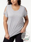 Ideology Performance Plus Size Cold-Shoulder T-Shirt, Size 3X by Vanessa Jane