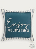 Lacourte Enjoy the Little Things Pillow – 20X20 Teal by Vanessa Jane