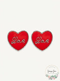 Holiday Lane Silver-Tone Love Heart Stud Earrings, Red by Vanessa Jane